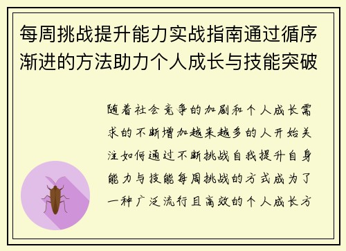 每周挑战提升能力实战指南通过循序渐进的方法助力个人成长与技能突破